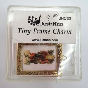 Just Nan Tiny‎ Frame Charm JNC32 Gold Tone Miniature Santa Claus RARE HTF